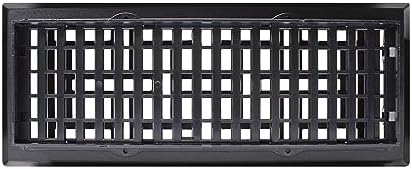 Decor Grates AJH412-BLK Oriental Floor Register, 4x12 Inches, Textured Black