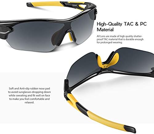 BEACOOL Polarized Sports Sunglasses for Men Women Youth Baseball Cycling Running Driving Fishing Golf Motorcycle TAC Glasses