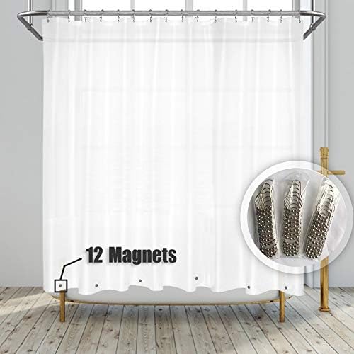 Barossa Design Clawfoot Tub Shower Curtain with 12 Magnets - 36 Metal Hooks Included, 180" W x 70" H Wrap Around, Waterproof PEVA, Metal Grommets - Frosted, 180x70