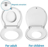Toilet Seat, Round Toilet Seat with Toddler Seat Built in, Potty Training Toilet Seat Round Fits Both Adult and Child, with Slow Close and Magnets- Round
