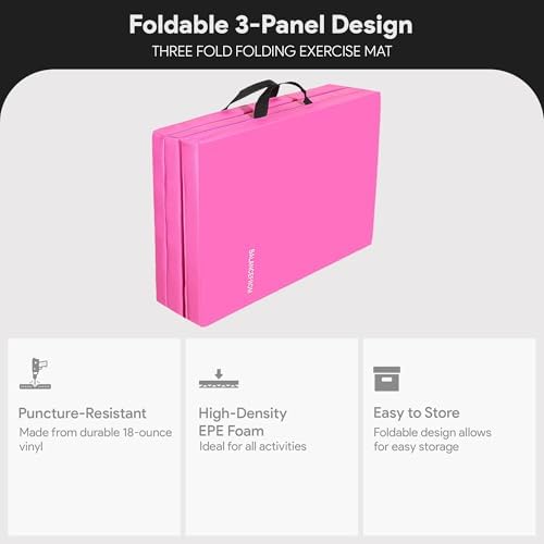 BalanceFrom Folding Gymnastics Mat Home Gym Floor Tumbling Equipment, Multicolor