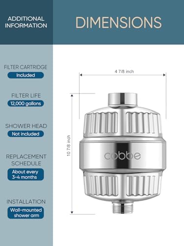Cobbe HD HEAVY DUTY High Output Shower Filter – 99% REMOVAL Shower Head Filter for Hard Water, Heavy Metals, Chlorine and Harmful Substance, Improve your skin and hair - Chrome
