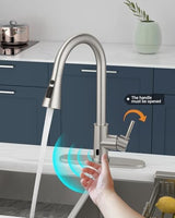APPASO Touchless Kitchen Faucet, Motion Sensor Kitchen Sink Faucet with Pull Down ABS Sprayer 3 Modes, Activated Hands Free Faucets for Kitchen Sink with Soap Dispenser Stainless Steel, Brushed Nickel