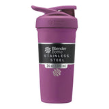 BlenderBottle Strada Shaker Cup Insulated Stainless Steel Water Bottle with Wire Whisk, 24-Ounce, Plum