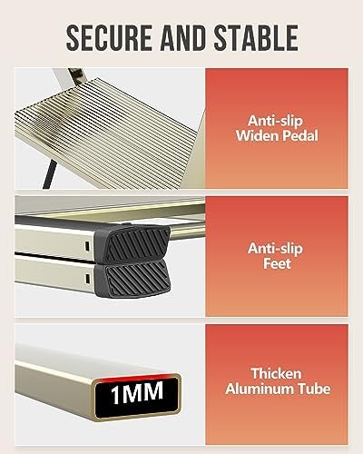 WOA WOA 3 Step Ladder, Foldable Step Stool, Aluminum Lightweight Ladder for Home Kitchen Closet, Anti-Slip Pedals, Ease of Folding, Portable, 300lbs Capacity - Gold