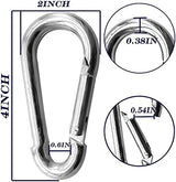 30Pack Heavy Duty Spring Snap Hooks 4Inch, 3/8” Carabiner Clips for Swing, Large Steel Chain Quick Links Safety Buckle Connector for Hammock Fitness Gym Outdoor Boating, M10 Snap Hook Carabiners