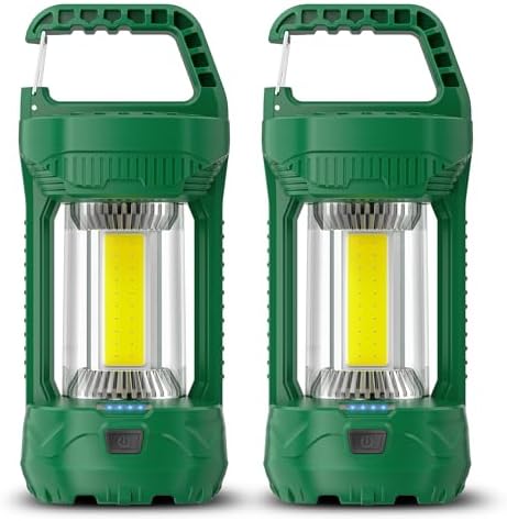 Favourlite Camping Lantern, 1500LM Camping Light 3000 Capacity Phone Charger LED Impact-Resistant Flashlight Lantern Portable Waterproof Hurricane Lanterns for Power Outages (Green+Green)