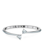 Swarovski Mesmera Bangle Bracelet, Heart-Shaped Clear Crystals on a Rhodium Finish Cuff, Size M, from the Attract Soul Collection