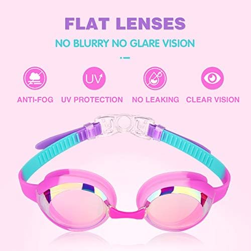 Keary Kids Swim Goggles for Toddler Kids Youth(3-12),Anti-Fog Waterproof Anti-UV Clear Vision Water Pool Goggles