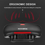 ROCKBROS Bike Seat Comfort Bike Saddle Mountain Bicycle Accessories for Men Women Soft Wide Bike Seat Cushion Dual Shock Absorbing with Reflective Strip