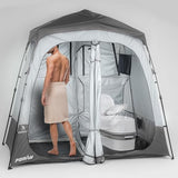Camping Shower Tent Deluxe Changing Room Easy Set Up Privacy Shelter,Large Toilet Tent 2 Rooms with Floor Drain Design for Beach, Camping,Hiking with Stakes and Ropes for Stability