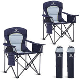 GREEN PARTY Folding Camping Chair Oversized Heavy Duty Lawn Chair with Cooler Bag, Cup Holder, Storage Pocket, Collapsible Padded Outdoor Arm Chair, Quad Lumbar