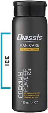 Chassis Ice Premium Body Powder for Men, Whole Body Deodorant, Odor-Absorbent, Talc-Free Anti-Chafing Powder for Groin & Sensitive Skin, Friction Defense & Odor Control, Original Fresh Scent