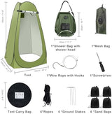 Portable Camping Privacy Tent, Outdoor Shower Tent Kit with 5 Gallon Shower Bag-(Nozzle Upgraded)