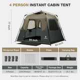 CAMEL CROWN Instant Tents for Camping 4-6 Person Tent Waterproof Easy Setup Sets Up in 60 Seconds Backpacking Tents with Carry Bag for Outdoor Hiking