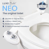 LUXE Bidet NEO 185 - Self-Cleaning, Dual Nozzle, Non-Electric Bidet Attachment for Toilet Seat, Adjustable Water Pressure, Rear and Feminine Wash (White)