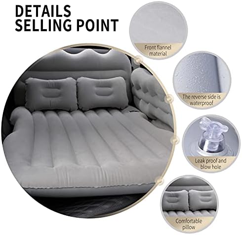 Air Mattress, Inflatable Bed for SUV Car, Truck, Car Sleeping, Camping, Travel, Hiking, Trip and Other Outdoor Activities (Gray)