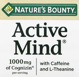 Nature's Bounty Active Mind Dietary Supplement, Supports Focus and Attention, 1000 mg Cognizin with L-Theanine and Caffeine Pills, 60 Caplets
