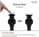 KENES Chrome Bathroom Faucet Single Handle Bathroom Sink Faucet Lavatory Vanity Faucet with Pop Up Drain & Water Supply Lines LJ-9031-5