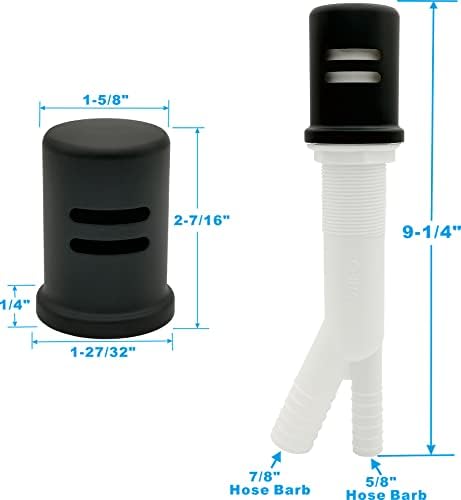 Dishwasher Air Gap Kits with Black Dishwasher Air Gap Cover and Matching Escutcheon, Replacement Black air gap dishwasher,Solid Brass Air Gap Cap,Matte Black Finish