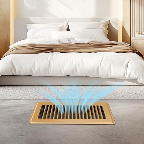 Floor Register 4x10, Brown Floor Vent Covers for Home Floor, Sidewall, Heavy Duty Steel Walkable Floor Grates, Adjustable Air Vent Covers Rust Proof Finish, 4" x 10'' Floor Vent, 6 Pack