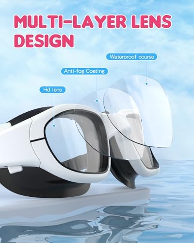Kids Swim Goggles,Swimming Goggles for Kids 6-14, Anti-Fog UV Protection Pool Glasses for Boys Girls