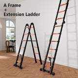 16.5FT Telescoping Ladder A Frame, Aluminum Portable Extension Folding Ladder Meets EN131 Standard, Multi-Purpose Compact Telescopic Ladder for Household or Outdoor Work, 330lbs Max Capacity