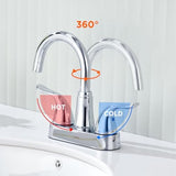 KPW Bathroom Sink Faucet 2 or 3 Hole Chrome Centerset 4 Inch Bathroom Sink Faucet 2 Handle Plating Over ABS Plastic Non-Metallic Lavatory Bathroom Faucet with Pop up Drain Water Supply Hoses