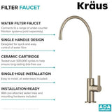 KRAUS Oletto Single Handle Drinking Water Filter Faucet for or Water Filtration System in Spot-Free Antique Champagne Bronze, FF-103SFACB
