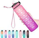 Hyeta 32 oz Water Bottles with Times to Drink and Straw, Motivational Water Bottle with Time Marker, Leakproof, Drinking Sports Water Bottle for Fitness, Gym and Outdoor