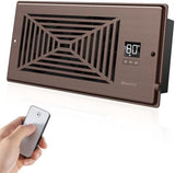 Quiet Register Booster Fan Fits 4" x 10" Register Holes, 10-Speed Smart Heating Cooling AC Vent Fan with Remote Control and Thermostat Control - Bronze