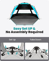 OutdoorMaster Beach Tent with Blackout Shelter Technology, Portable Beach Shade Sun Shelter Canopy for 4-6 Person with UPF 50+ UV Protection, Easy Setup Pop Up Tent Family Size