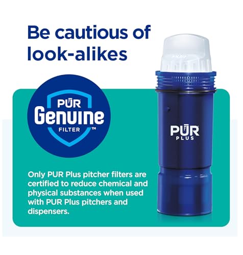 PUR PLUS 30-Cup Water Filter Dispenser with 1 Lead-Reducing PUR PLUS Filter, Dishwasher Safe, Powerful Filtration, Large Capacity with Slim, Space-Saving Design, White (DS1811Z)