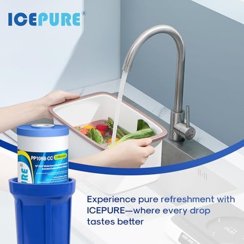 5 Micron 10" x 4.5" Whole House Water Filter Compatible with GE FXHTC, GXWH40L, RFC-BBSA, W50PEHD, Whirlpool WHKF-GD25BB, GXWH35F, GNWH38S, Dupont WFHD13001, Pentek R50-BB, 4WH-HDGR-F01 4PACK