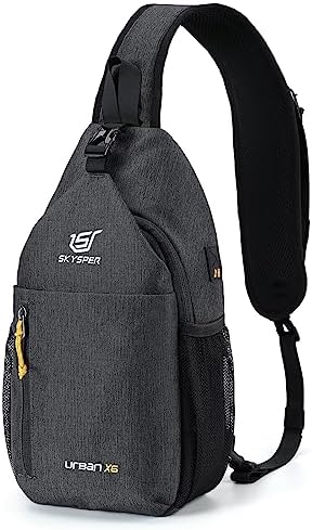 SKYSPER Sling Bag Crossbody Backpack - Chest Shoulder Cross Body Bag Travel Hiking Casual Daypack for Women Men(Black)