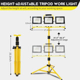 21000Lumen LED Work Lights with Stand: 3 Head Adjustable Work Light with Individual Switch - IP66 Waterproof Foldable Tripod Worklight with 16.4FT Cord for Indoor Outdoor Portable Lighting
