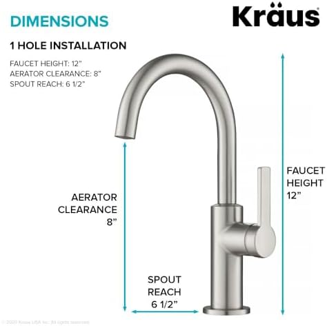 KRAUS Oletto Single Handle Kitchen Bar Faucet in Spot Free Stainless Steel, KPF-2822SFS