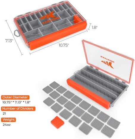 KastKing HyperSeal Waterproof Tackle Box, 3600 and 3700 Tackle Trays, Fishing Tackle Box Organizer with Removable Dividers, Lure Box and Terminal Tackle Storage