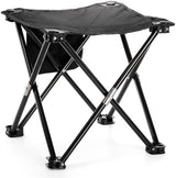 2 Pack Camping Stool, 13 Inch Compact Camping Chair Portable, Lightweight Folding Stool Seat with Side Pocket and Carry Bag for Outdoor Hiking, Fishing, Picnic, Beach and Lawn Party, Black