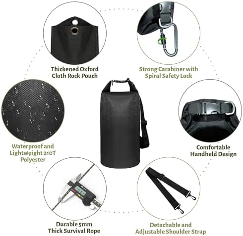 Bear Bag Hanging Kit, 10L Waterproof Bear Bags for Food Backpacking Camping, Ultralight Bear Proof Canister Gear for Food Storage with Survival Nylon Ropes, Clips, Rock Pouch, Pulley System