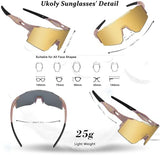 Ukoly Cycling Sunglasses for Men Women with 3 Interchangeable Lenses, Polarized Sports Sunglasses, Baseball Sunglasses