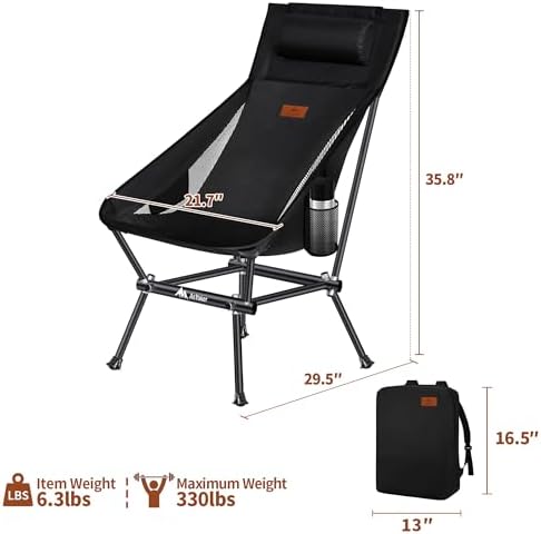 Camping Chair, Compact Backpacking Chair, Portable Folding Chair, Beach Chair with Side Pocket and headrest, Lightweight Hiking 188ZZ-SJB (Green 2 Pack)