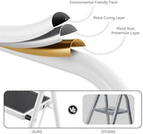 Step Ladder, Folding Step Stool with Wide Anti-Slip Pedal, Sturdy Steel Ladder, Convenient Handrail, Lightweight, Portable Steel Step Stool