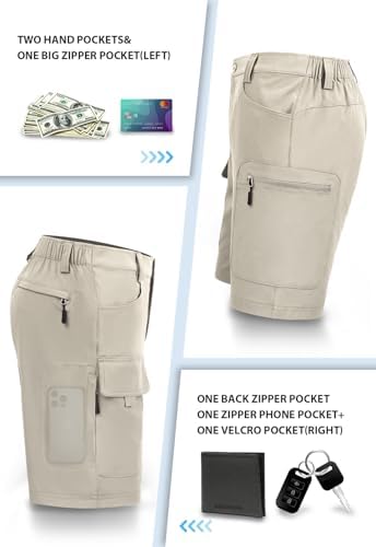 Hiauspor Men's Hiking Cargo Shorts 9"/10" Quick Dry Lightweight Waterproof for Golf Tactical Fishing Casual with 6 Pockets