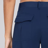 Oalka Women's Cargo Capri Pants Relaxed Fit Knit Waist Cropped Pant Casual Hiking Capris