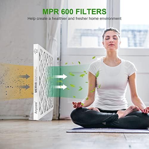 14x14x1 AC Furnace Air Filter, MPR 600, 4 Pack MERV 8 Pleated HVAC Filter (exact dimensions 13.75x13.75x0.75 inch)