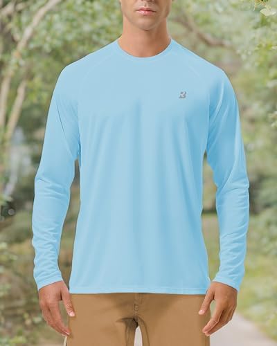 Roadbox Mens UPF 50+ UV Sun Protection Shirts Outdoor Long Sleeve SPF Rash Guard for Fishing Hiking Swimming Running