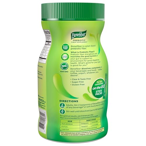 Benefiber Daily Prebiotic Fiber Supplement Powder for Digestive Health, Unflavored - 125 Servings (17.6 Ounces)