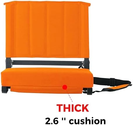 SPORT BEATS Stadium Seats with Back Support Bleacher Chairs with Back and Cushion Thick Padded Bleacher Seats Includes Shoulder Strap