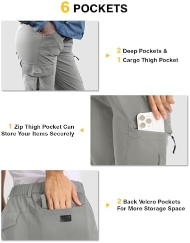 TBMPOY Women's Hiking Cargo Pants Lightweight Water Resistant Quick Dry Fishing Camping Travel Work Pant with 6 Pockets